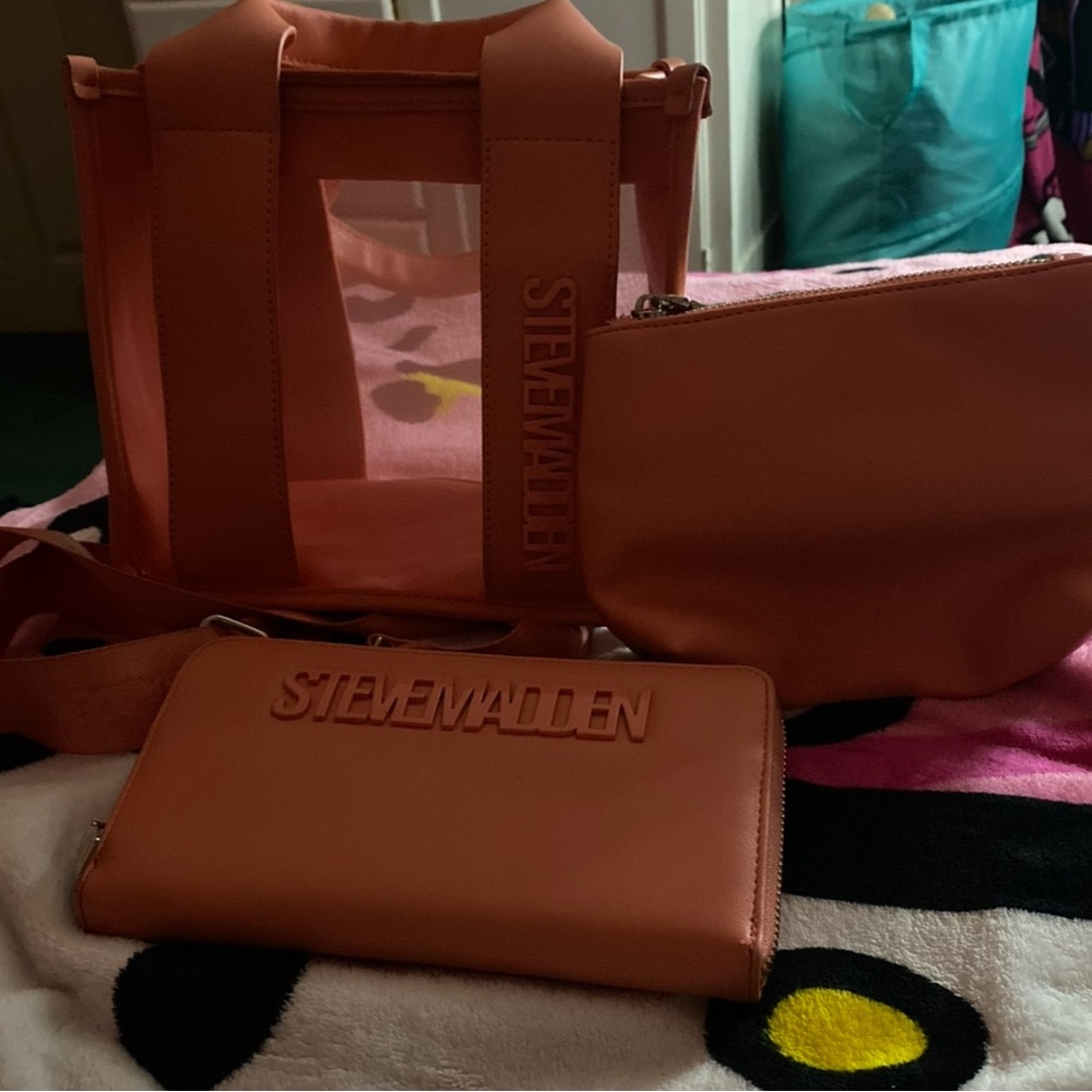 Steve Madden Mesh Coral Purse Set